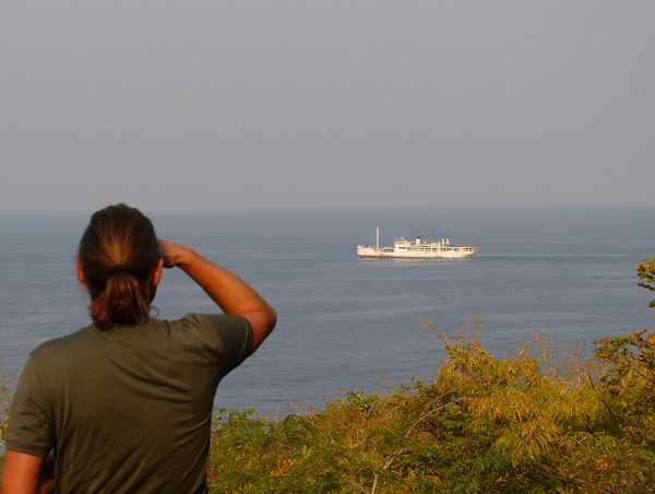 View at Lake Tanganyika with the inconic steamer ‘M/V Liemba’